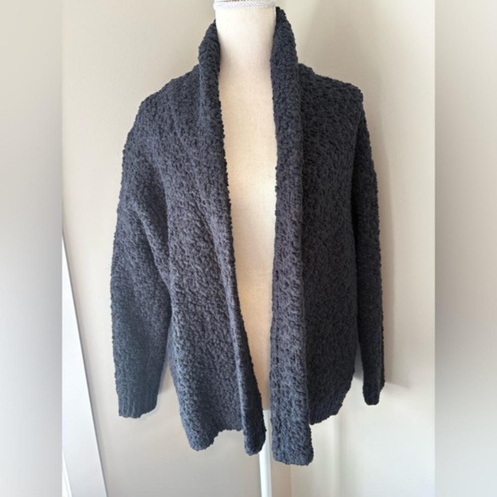 John + Jenn x Indigo Oversized Teddy Bear Cardigan S/M Charcoal Navy